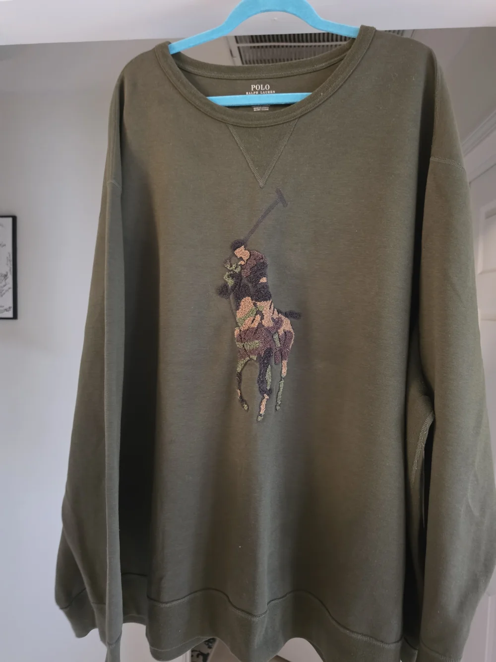 Polo Ralph Lauren Big Pony Camo Embroidered Sweatshirt – Olive Green – 5XB